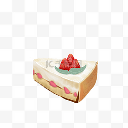 简约手绘草莓蛋糕插画海报免抠元