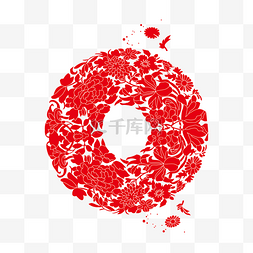 红色手绘环形花纹下载