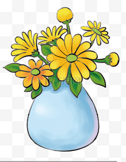 室内花卉图片_室内居家环境黄色瓶花插花