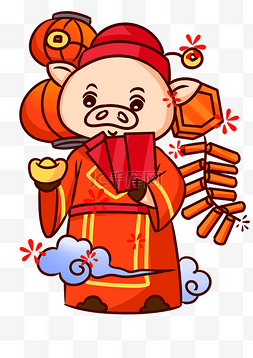 可爱喜庆的小猪红包手绘插画