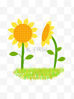卡通花卉图片_手绘卡通向日葵花卉元素