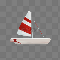 手绘红白色帆船
