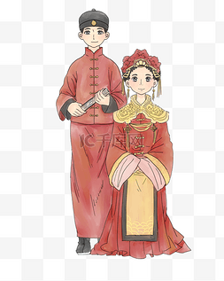 儿童影楼相册图片_复古婚纱照手绘插画