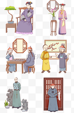 宫廷人物图片_宫廷人物手绘插画