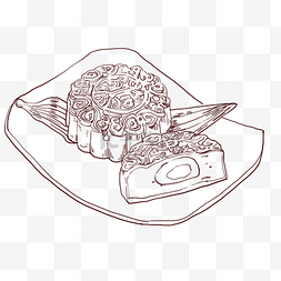 手绘线描月饼