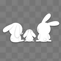 兔子兔子插画图片_兔子一家三口团圆背影中秋节手绘