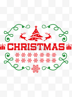 雪花麋鹿图片_圣诞节标题促销艺术字元素