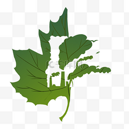 绿色工厂图片_绿色树叶环保创意污染PNG