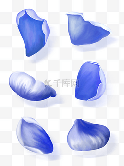 漂浮装饰物图片_大气免抠手绘花蓝色花瓣套图元素