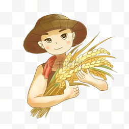 农民草帽图片_秋分农民丰收小麦