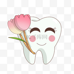 牙齿玫瑰花牙齿插画