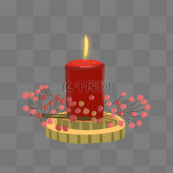 红蜡烛图片_卡通植物点缀的红蜡烛