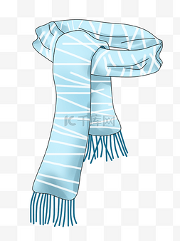 围巾装饰图片_卡通厚涂蓝色围巾PNG