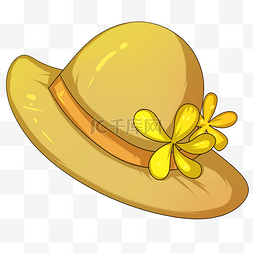 黄色的花朵装饰图片_黄色的帽子手绘插画
