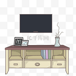 壁挂电视柜图片_手绘电视柜家具插画
