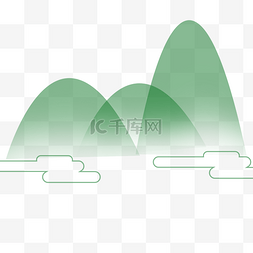 几何图形绿色图片_手绘绿色山脉免抠图