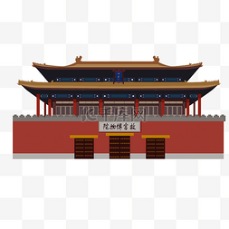 仿古素材图片_卡通古代建筑房子免抠图