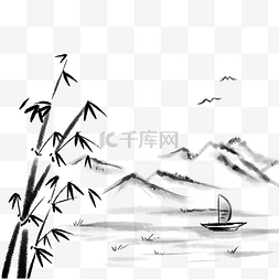 中国风水墨竹叶山水
