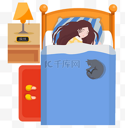 枕头矢量图图片_世界睡眠日女孩睡觉安眠矢量图