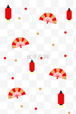 红灯笼背景图片_手绘新年扇子背景