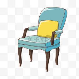 靠椅图片_手绘淡蓝色靠椅插画