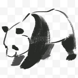 水墨保护动物大熊猫插画