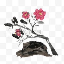 中国风手绘水墨花朵