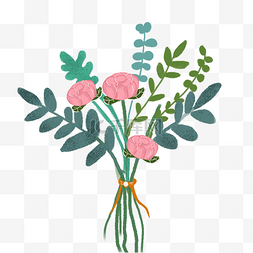 手绘粉玫瑰花束图片_卡通矢量鲜花装饰素材