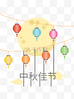 圆商业图片_中秋节圆月灯笼商业素材商用元素
