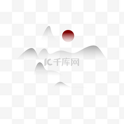 水墨山水矢量图png