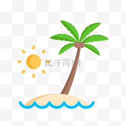 卡通夏日沙滩图片_夏季海滩大海海边免扣插画