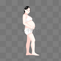 怀孕妈妈卡通素材图片_怀孕孕妇母亲扁平风妈妈站立手绘