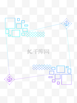 科技几何线条拼接蓝紫渐变边框装