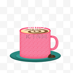牛奶咖啡图片_手绘粉色牛奶醇香巧克力咖啡