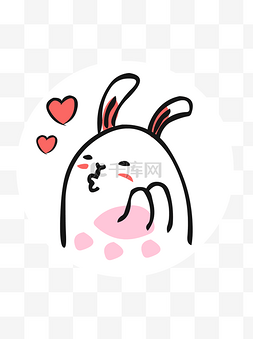 卡通简笔画图片_动物元素可爱粉红简笔画小兔子