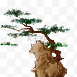 中国风古风水墨松树