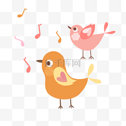 多肉手绘图片_卡通唱歌的小鸟设计
