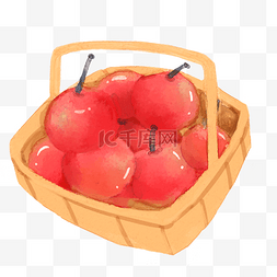 手绘苹果果篮插画
