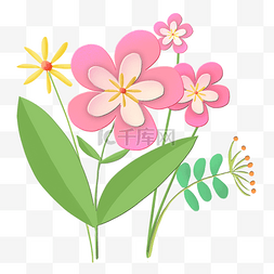 卡通花卉插画图片_卡通手绘植物插画野花