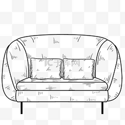 家具线描图片_手绘卡通舒适沙发家居