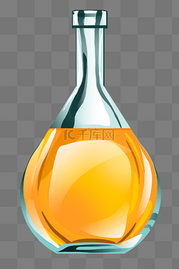 透明玻璃玻璃图片_大肚子洋酒瓶子插画