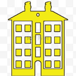黄色房子图形图片_黄色黑色简单简约线条几何图形房