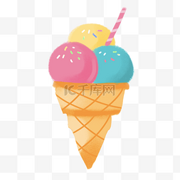 激图片_卡通手绘可爱彩色冰激淋