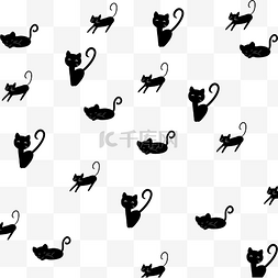 黑色猫咪手绘背景免扣免费下载