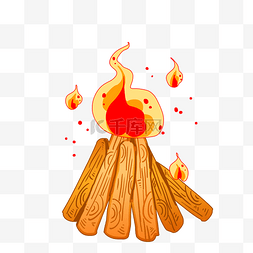 燃烧的木头图片_手绘被火烧着的木头矢量图