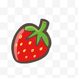 水果草莓手绘图片_Q版红色平面草莓PNG
