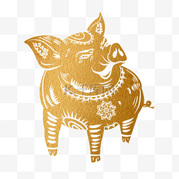 猪剪纸图片_2019新年手绘卡通剪纸猪