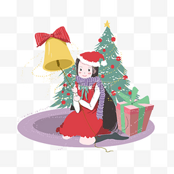 手绘圣诞树铃铛图片_圣诞节人物和铃铛