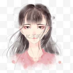 手绘水彩唯美女孩人物插画