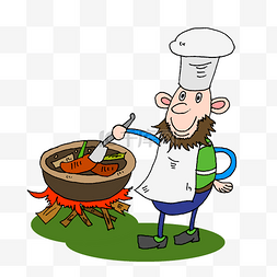 卡通厨师做饭美食图片_餐饮+蓝色+卡通+大厨卡通+卡通手